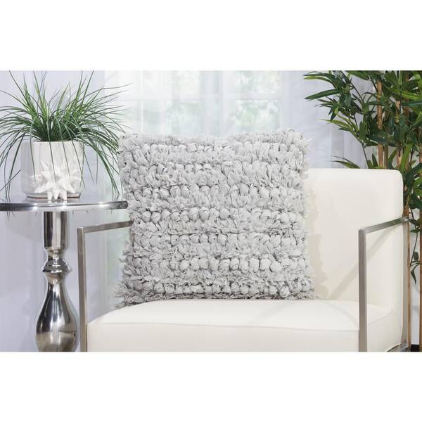 Grey shag pillow best sale