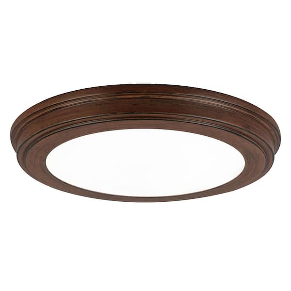 Commercial Electric 13 in. Brown Wood Color Changing LED Ceiling