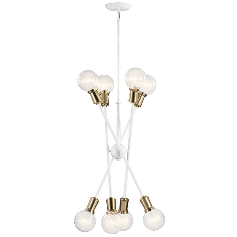 White 30" Sputnik Modern Chandelier with Adjustable Arms