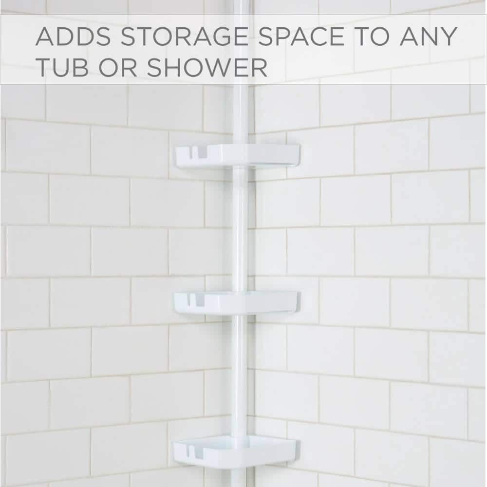 White Metal 4-Tier Tension Mount Shower Organizer Caddy