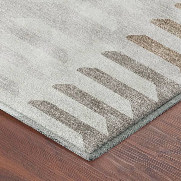 Mayfield Premium Machine Washable Abstract AMF2328 Ivory 2 ft. x 7 ft. Runner Rug