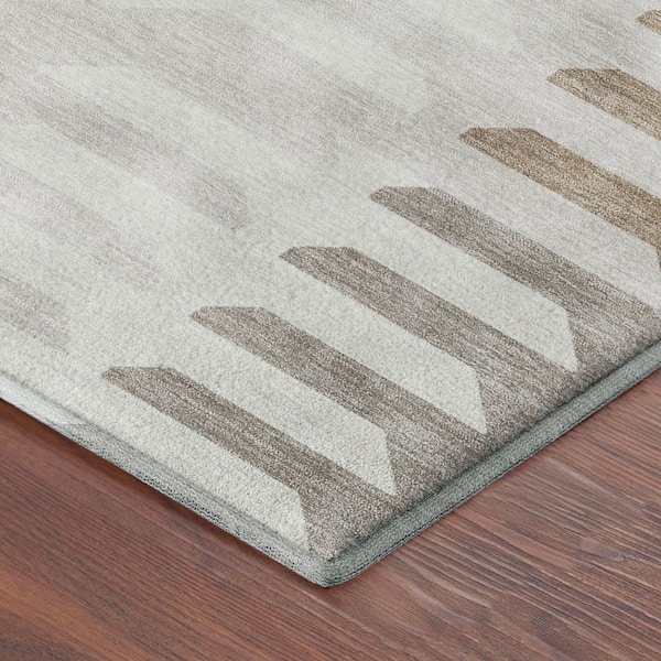 Mayfield Premium Machine Washable Abstract AMF2328 Ivory 3 ft. x 4 ft. Area Rug