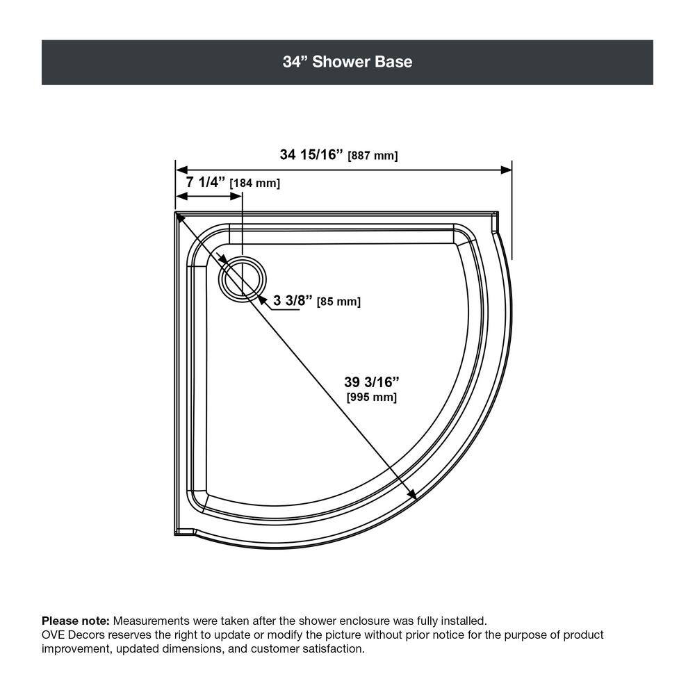 Breeze 34" Frosted Glass Round Corner Shower Kit with Nickel Hardware