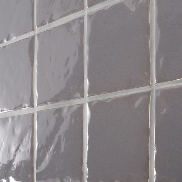 Ivy Hill Tile Leo Dark Gray 4 in. x 4 in. Polished Ceramic Wall Tile (9.47 Sq. ft./Case)