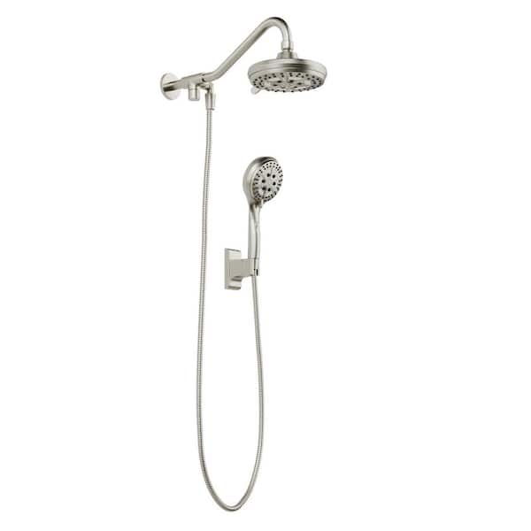 PULSE Showerspas 6-spray 7 in. Dual Shower Head and Handheld Shower Head with Low Flow in Brushed-Nickel
