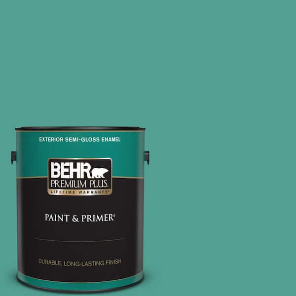 BEHR PREMIUM PLUS 1 gal. Home Decorators Collection #HDC-WR15-9 Aqua Revival Semi-Gloss Enamel Exterior Paint & Primer