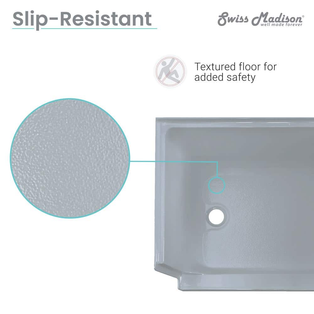 Aquatique 60" x 32" Gray Acrylic Shower Base with Seat