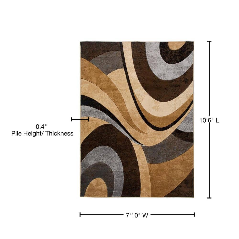 Tribeca Brown and Grey Abstract Round Tufted Area Rug