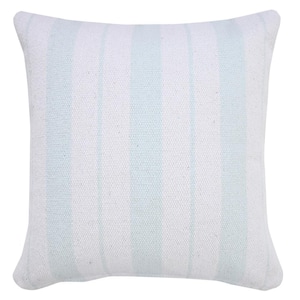 Triple Blue / White 20 in. x 20 in. Center Striped Throw Pillow