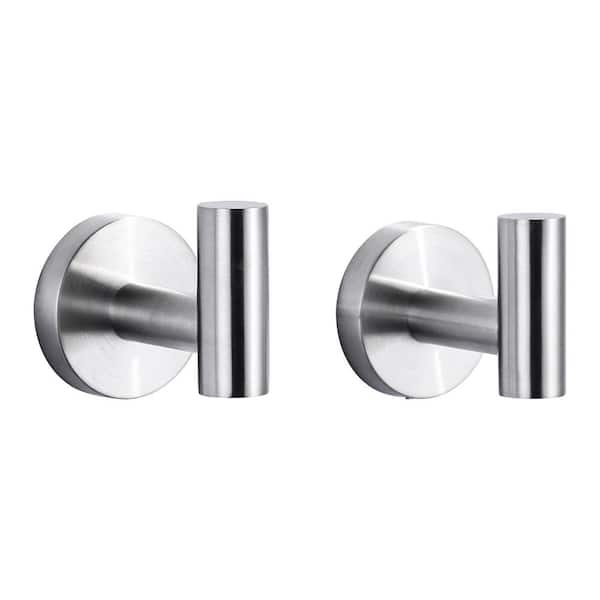 (2 Pack) Wall Mount Stainless Steel J-Hook Towel Hook Bath Hook in Brushed Nickel