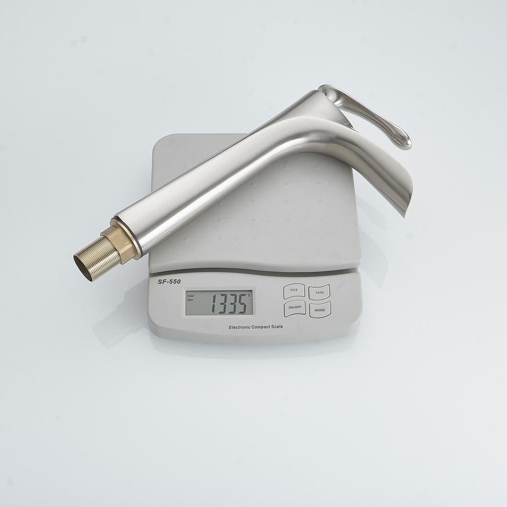 Brushed Nickel Single Handle Vessel Sink Faucet with Drain Assembly