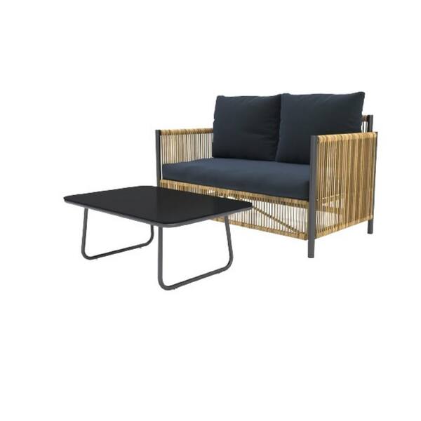 ITOPFOX Black Brown 4-Piece Wicker Outdoor Sectional Set with Cushion Guard Gray Cushions 4-Piece Sofa Set