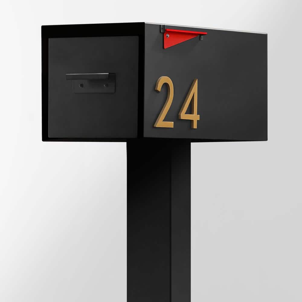 Malone Black Steel Lockable Post-Mounted Mailbox