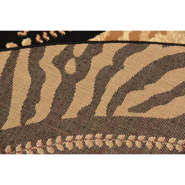 Unique Loom Wildlife Ocelote Light Brown 8' 0 x 8' 0 Round Rug