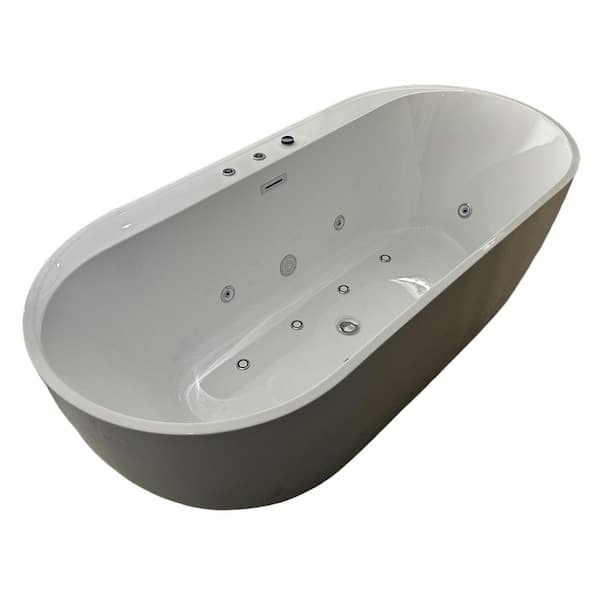 67 in. x 31.5 in. Acrylic Flatbottom Freestanding Whirlpool and Air Combination Bathtub in White