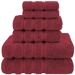 Burgundy Red 6-Piece Turkish Cotton Towel Set
