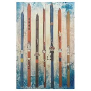 "Retro Skis 2" Arte de Legno Digital Print on Solid Wood Wall Art