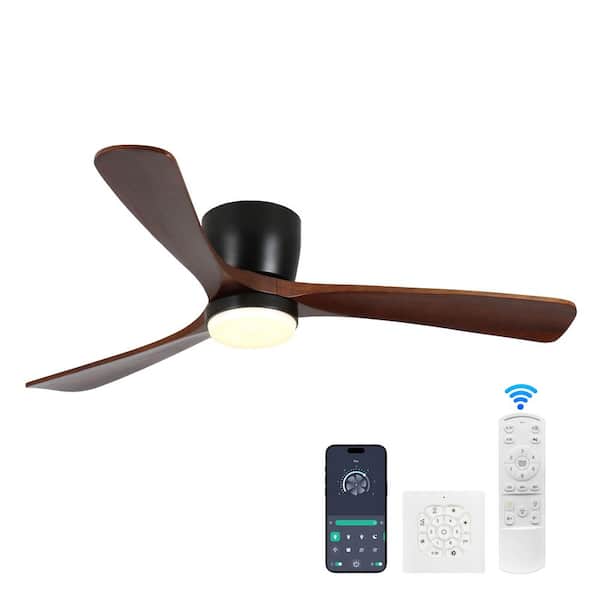 42 in. Smart Indoor Black Ceiling Fan with LED Light and App Remote Control 3 Colors Adjustable and Reversible DC Motor