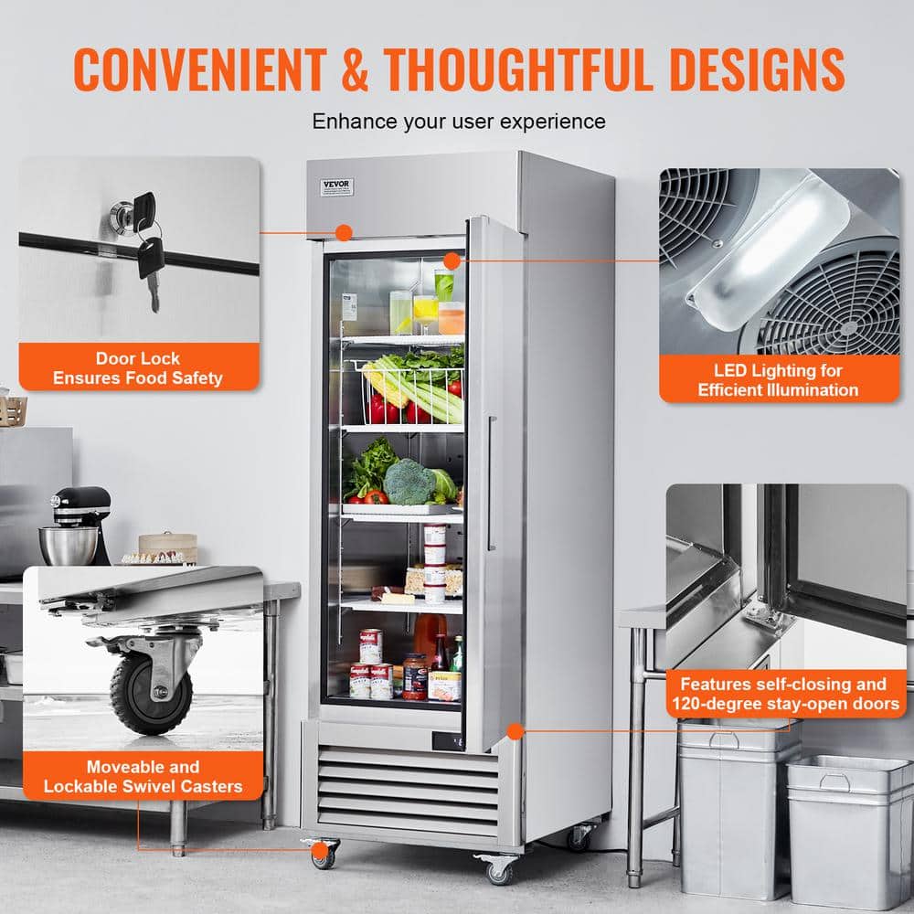 Stainless Steel 19.32 Cu.ft. Single Door Commercial Refrigerator