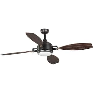 Rudder 56 in. Indoor/Outdoor Integrated LED Bronze Coastal Ceiling Fan with Remote Included for Living Room and Bedroom