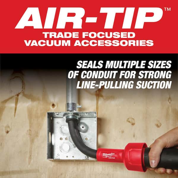 Milwaukee AIR-TIP 1-1/4 in. - 2-1/2 in. Conduit Line Puller Attachment and  2-IN-1 Utility Brush For Wet/Dry Shop Vacuums (4-Piece)  49-90-2024-49-90-2028 - The Home Depot