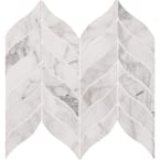 Calacatta Cressa Leaf 12 in. x 12 in. x 10 mm Honed Marble Mosaic Tile (10 sq. ft. / case)