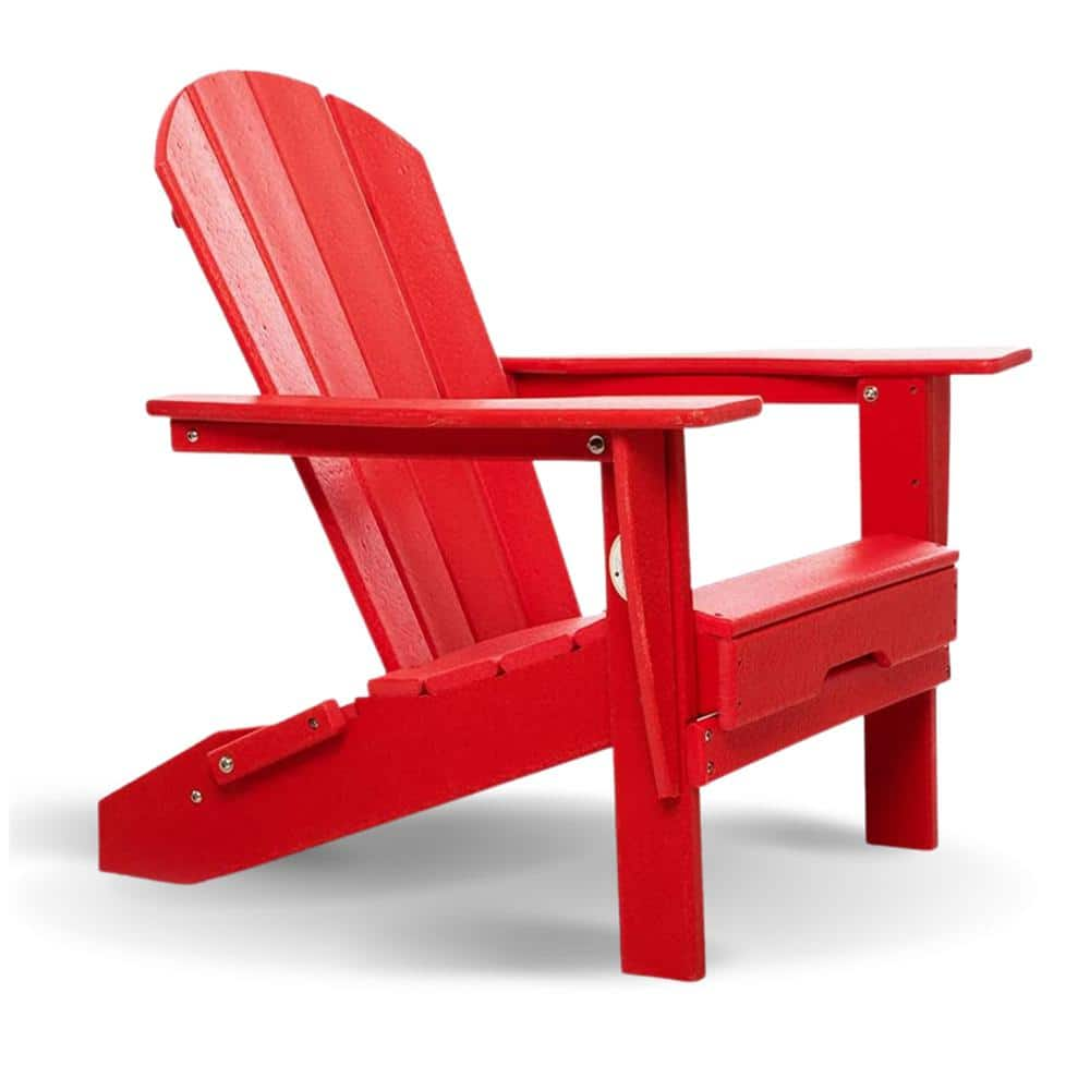 Sudzendf Red HDPE Outdoor Patio Adirondack Chair 1-Piece 2024-6-27-4 ...