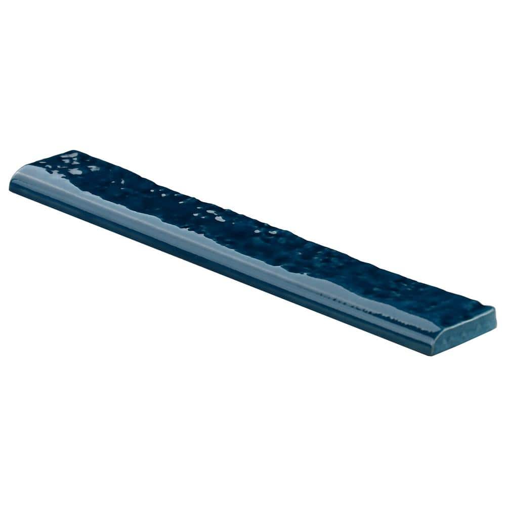 Virtuo Glossy Blue Ceramic Bullnose Tile Trim 1.45" x 9.21"