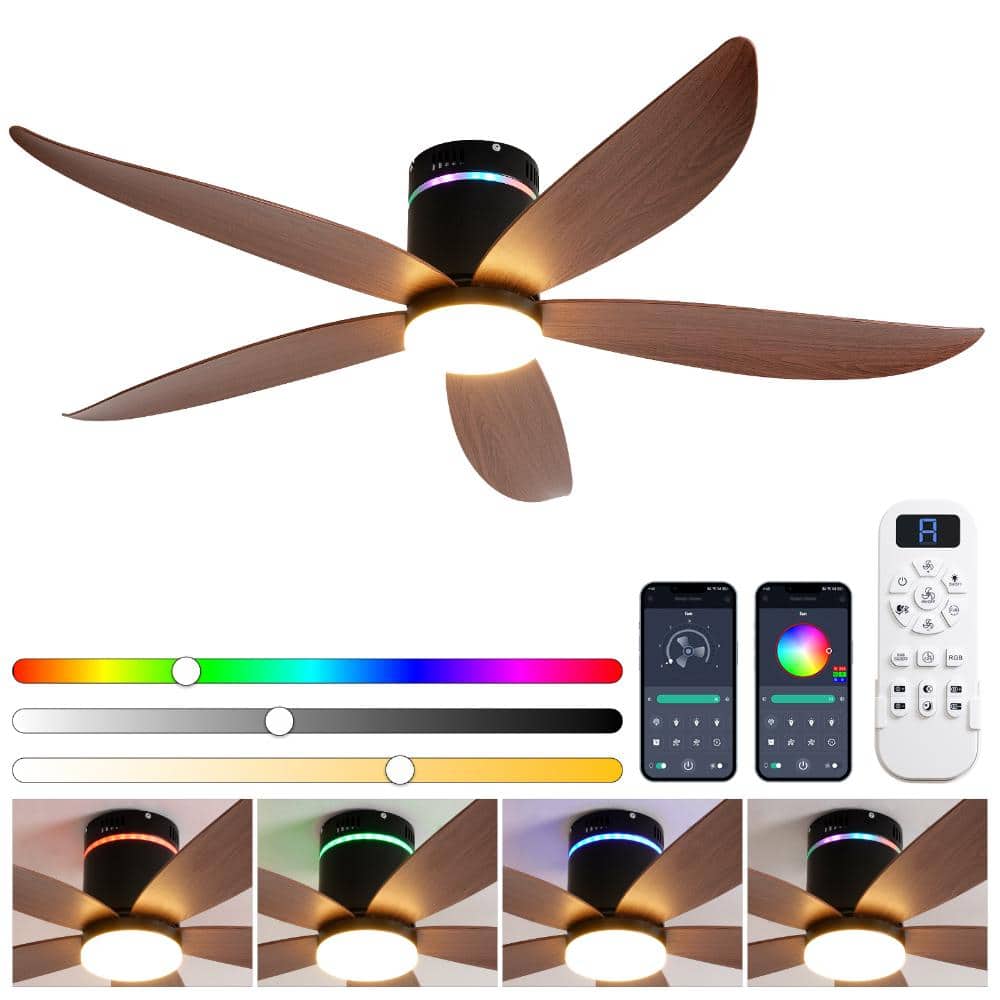 52 in. Quiet DC Motor Reversible Ceiling Fan with LED Light Remote Control 6 Speed Levels, Brown price history on PriceWatchPro