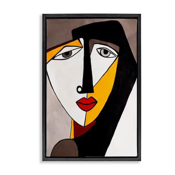 Stupell Industries Cubist Bold Face by Ruth Fromstein Black Floater Frame Abstract Graphic Art Print 31 in. x 21 in.