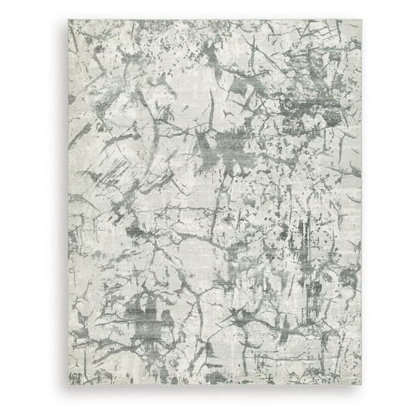 Toby 8x10 ft. Gray and Cream Abstract Patterns Washable Area Rug Runner Rug