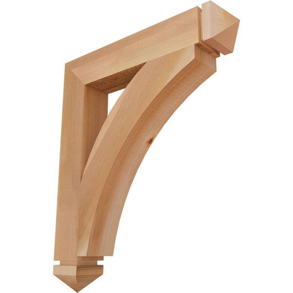 Ekena Millwork 3.5 in. x 28 in. x 24 in. Western Red Cedar Thorton Arts and Crafts Smooth Bracket