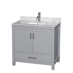 Sheffield 36 in. W x 22 in. D x 35 in. H Single Bath Vanity in Gray with White Carrara Marble Top
