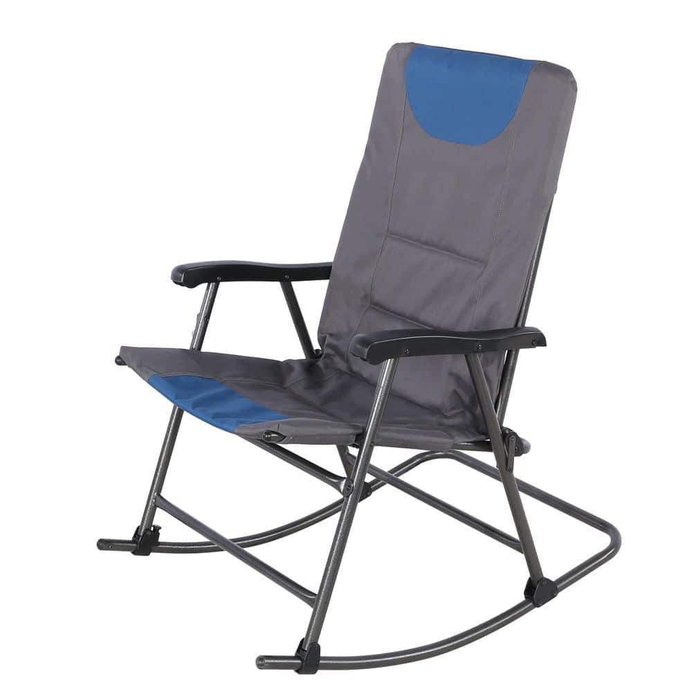 2-Piece Folding Plastic Outdoor Rocking Chair, Lawn Rocker Camping Chairs with High Back Hard Armrests Carry Bag, Gray price history on PriceWatchPro