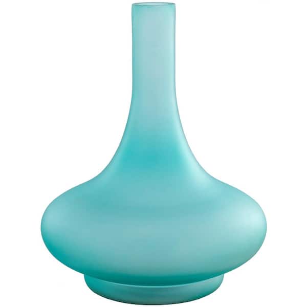 Livabliss Serena Aqua 12 in. Glass Decorative Vase