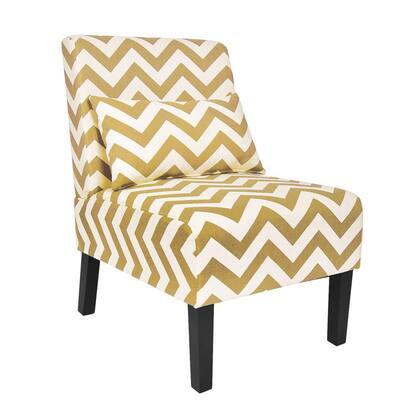 Yellow Line Floral Cloth Lounge Chair with Lumbar Pillow