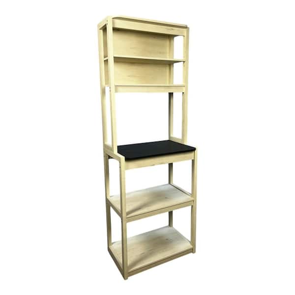 5-Shelf Wood Pantry Organizer, 23.62" Bakers Rack for Kitchen with Storage, in White and Black