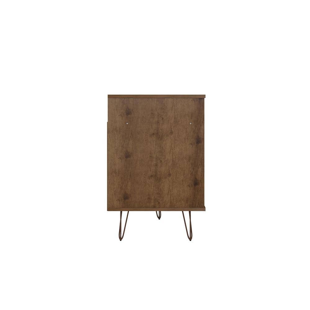 Natural and Gray MDF TV Stand with Metal Legs and Cabinet