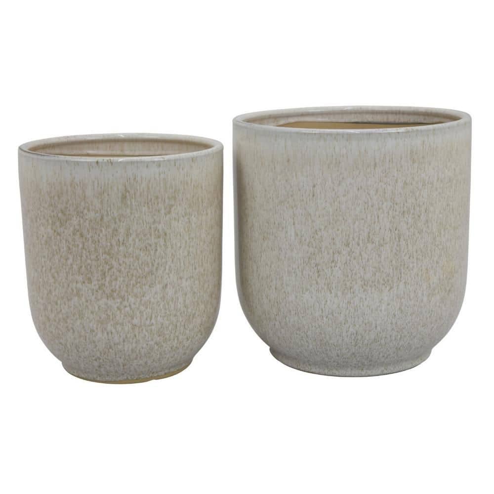 Lyna 11.5 in. Dia White and Gray Ceramic Round Accent Planter Set (2-Pack) price history on PriceWatchPro
