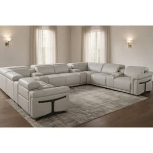 HomeRoots 172.00 in. Square Arm 12 piece Leather U-Shaped