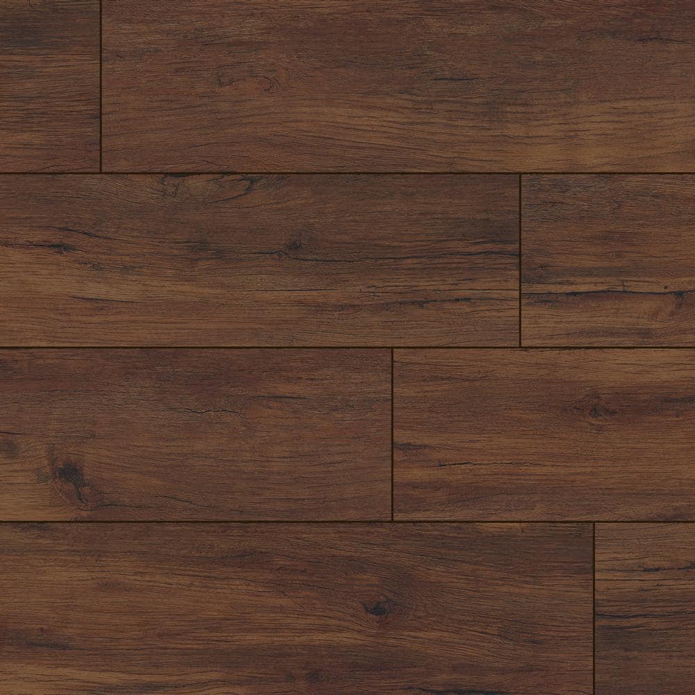 Take Home Sample-Antique Mahogany 12 MIL x 9 in. x 9 in. Waterproof Click L