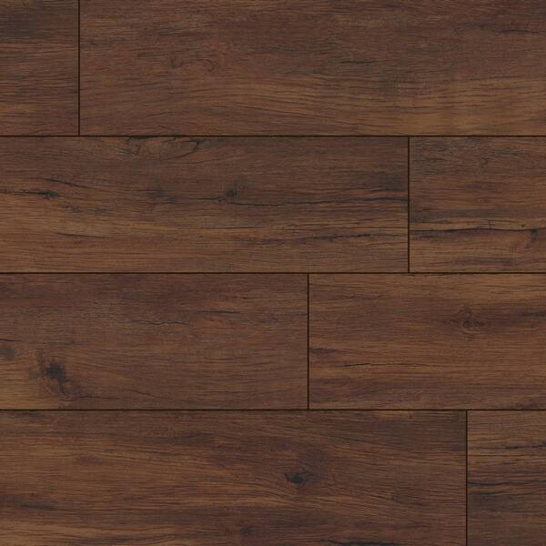 Take Home Sample-Antique Mahogany 12 MIL x 9 in. x 9 in. Waterproof Click Lock Luxury Vinyl Plank Flooring