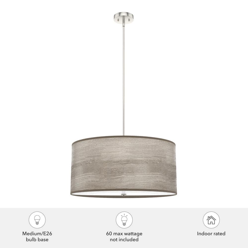 Solhaven 24'' Light Gray Oak & Brushed Nickel Modern Pendant Light