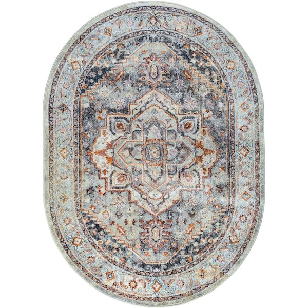 Tayse Rugs Wakefield Oriental Gray 4 ft. x 6ft. Oval Indoor Area Rug