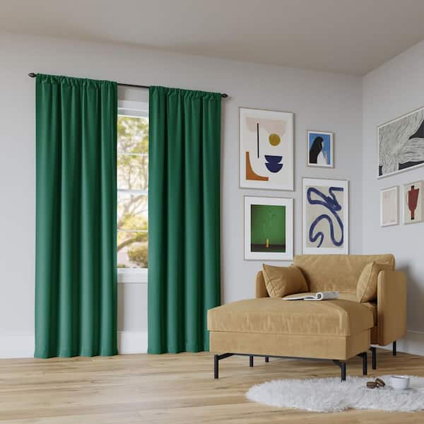 Sun Zero Rianna Theater Grade Malachite Polyester 40 in. W x 96 in. L Rod Pocket 100% Blackout Curtain (Single Panel)