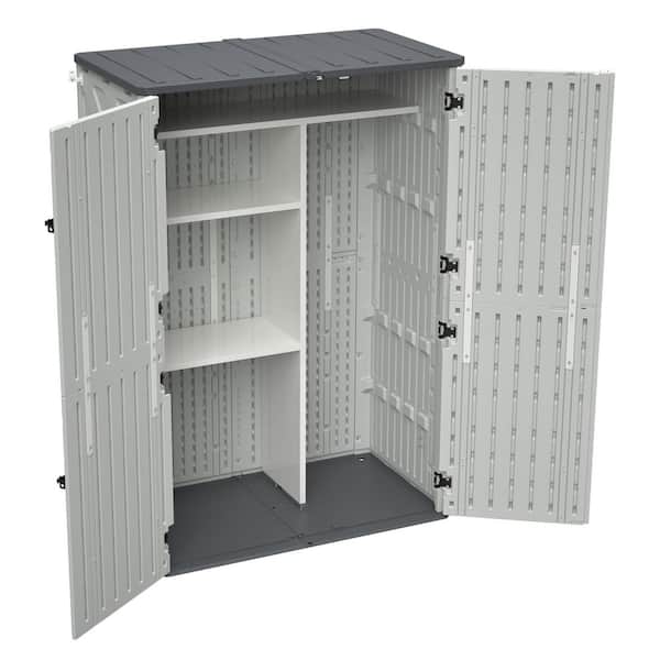 Vertical 52.36 W x 29.7 D x 74.25 in. H Resin Utility Outdoor Storage Cabinet, Large Tool Shed w/ Floor, Shelf