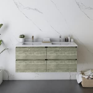 Formosa 46 in. W x 20 in. D x 19.5 in. H Modern Double Wall Hung Bath Vanity Cabinet Only without Top in Sage Gray