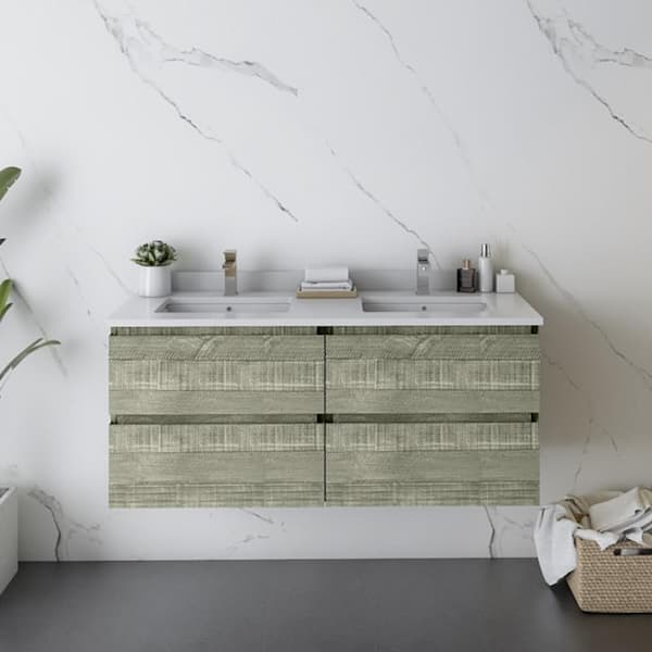 Fresca Formosa 46 in. W x 20 in. D x 19.5 in. H Modern Double Wall Hung Bath Vanity Cabinet Only without Top in Sage Gray