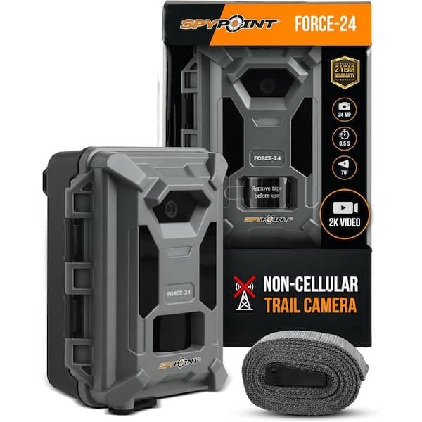 SpyPoint Force-24 Non-Cellular Trail Camera, 2K Video 24MP, Low-Glow LEDs, 70ft Detection, Hunting Game Cam