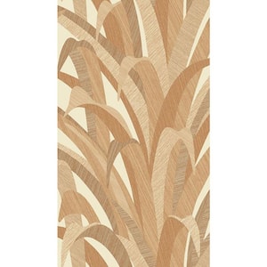 Terracotta All Over Bamboo Leaves Printed Non-Woven Paper Non-Pasted Textured Wallpaper 57 sq. ft.